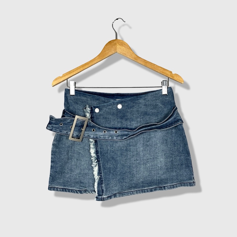 I.AM.GIA Denim Wrap Skort Skirt Women XS Blue Y2K Streetwear Edgy Grunge